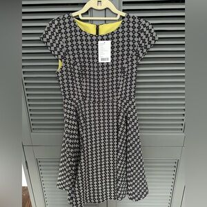 Anthropologie Maeve Jacquard Circle Skirt Dress Fit & Flare Size 0 Cap Sleeve